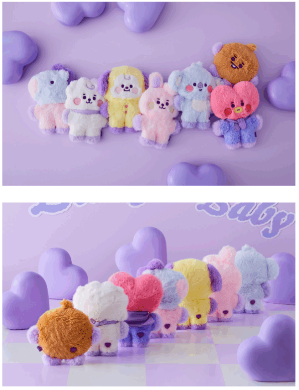 BT21 BABY FLAT FUR PURPLE HEART EDITION [STANDING DOLL] - Image 4