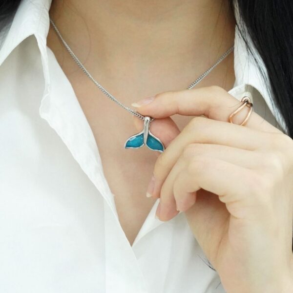 BTS Jungkook's pick - Silver / Blue Dolphin Tail Pendant Necklace(Abandoned Animals Charity Sponsorship) - Image 5