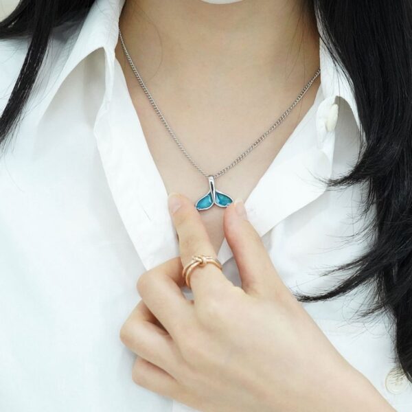BTS Jungkook's pick - Silver / Blue Dolphin Tail Pendant Necklace(Abandoned Animals Charity Sponsorship) - Image 8