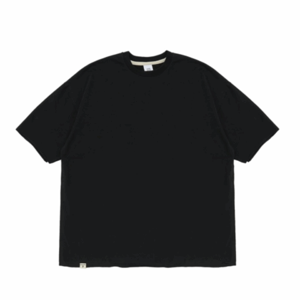 A NOTHING - BTS JUNGKOOK VINTAGE P. DYEING CUT-OUT BOX 1/2 TEE Black - Image 2