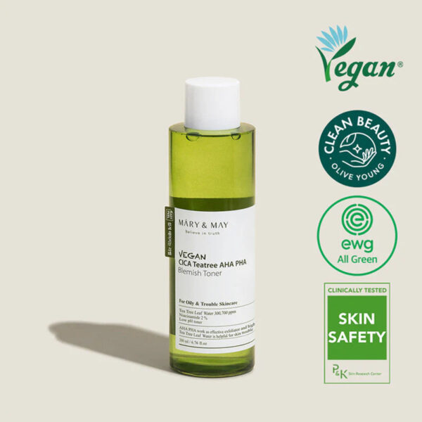 [Mary&May] Vegan CICA Tea Tree AHA PHA Toner 200ml - Image 4